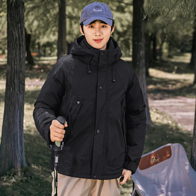 Thickened and easy-to-clean cargo field jacket with a full-zip design