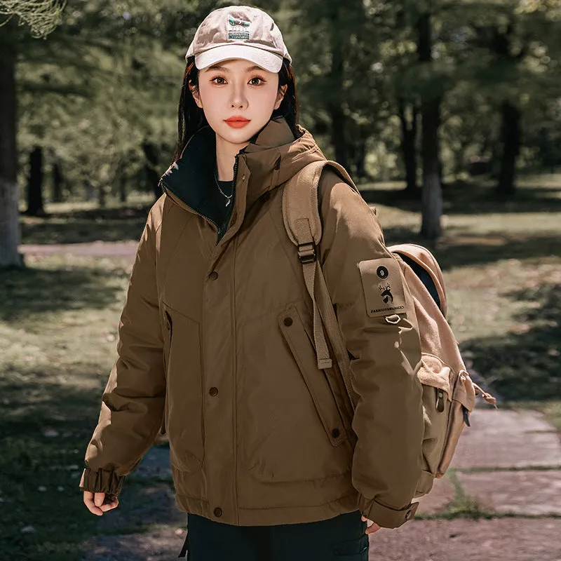 Thickened and easy-to-clean cargo field jacket with a full-zip design