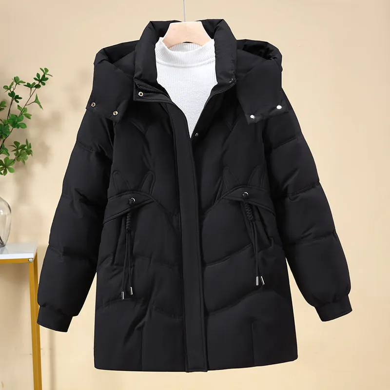 Thickened Quilted Puffer Jacket in Solid Color for Women