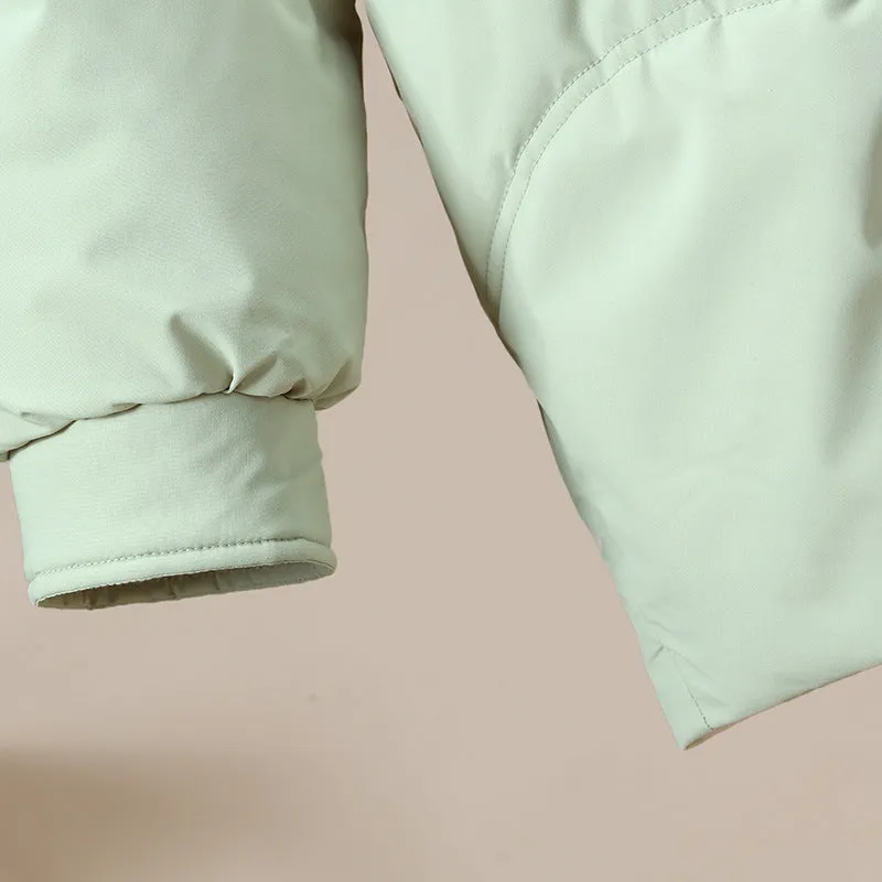 Thickened Quilted Puffer Jacket in Solid Color for Women