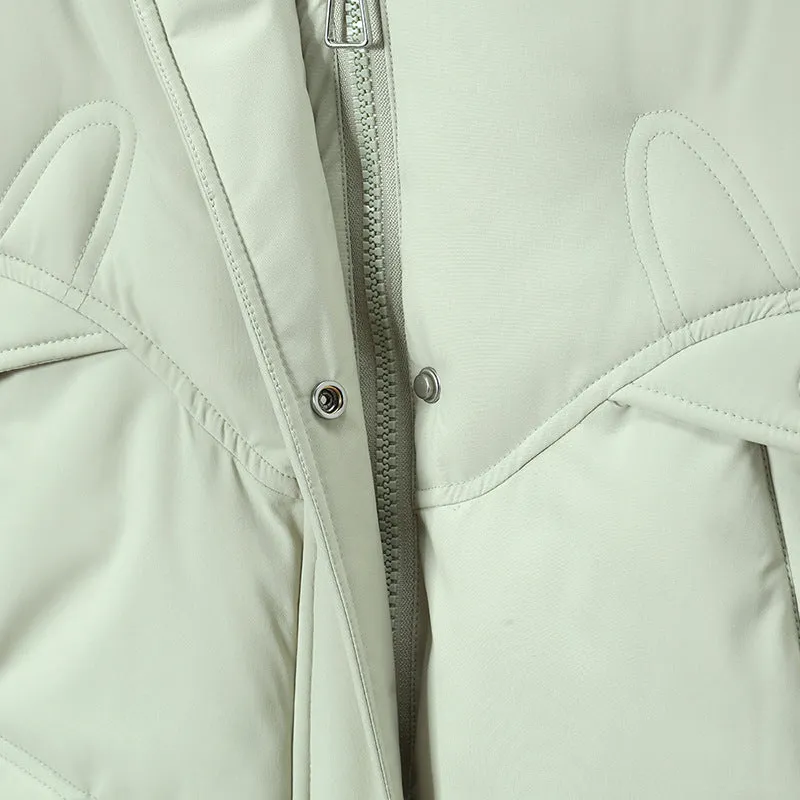 Thickened Quilted Puffer Jacket in Solid Color for Women
