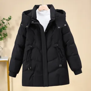 Thickened Quilted Puffer Jacket in Solid Color for Women