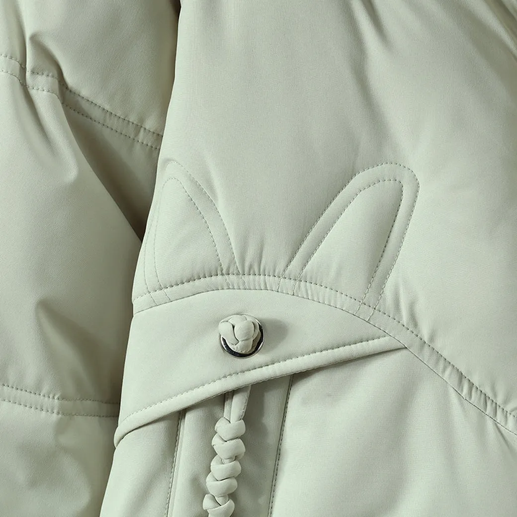 Thickened Quilted Puffer Jacket in Solid Color for Women