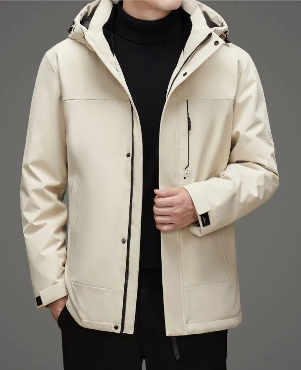 Thickened Windproof Down Jacket with Detachable Hood