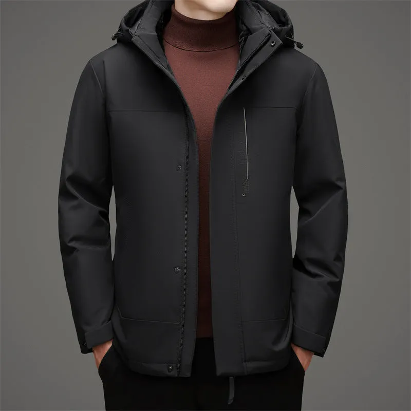Thickened Windproof Down Jacket with Detachable Hood