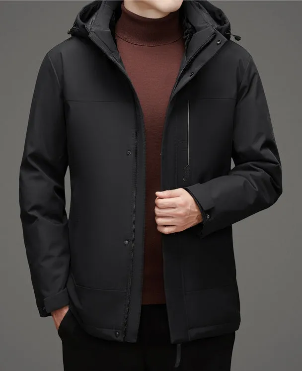 Thickened Windproof Down Jacket with Detachable Hood