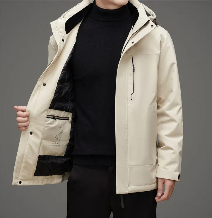 Thickened Windproof Down Jacket with Detachable Hood
