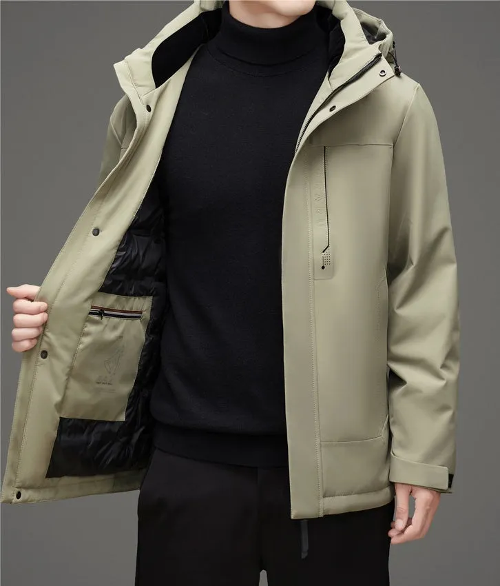 Thickened Windproof Down Jacket with Detachable Hood