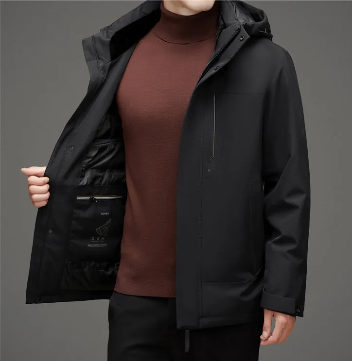 Thickened Windproof Down Jacket with Detachable Hood