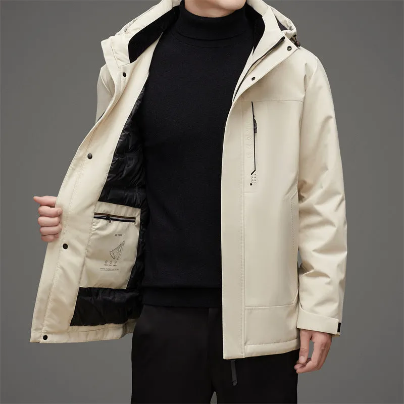 Thickened Windproof Down Jacket with Detachable Hood