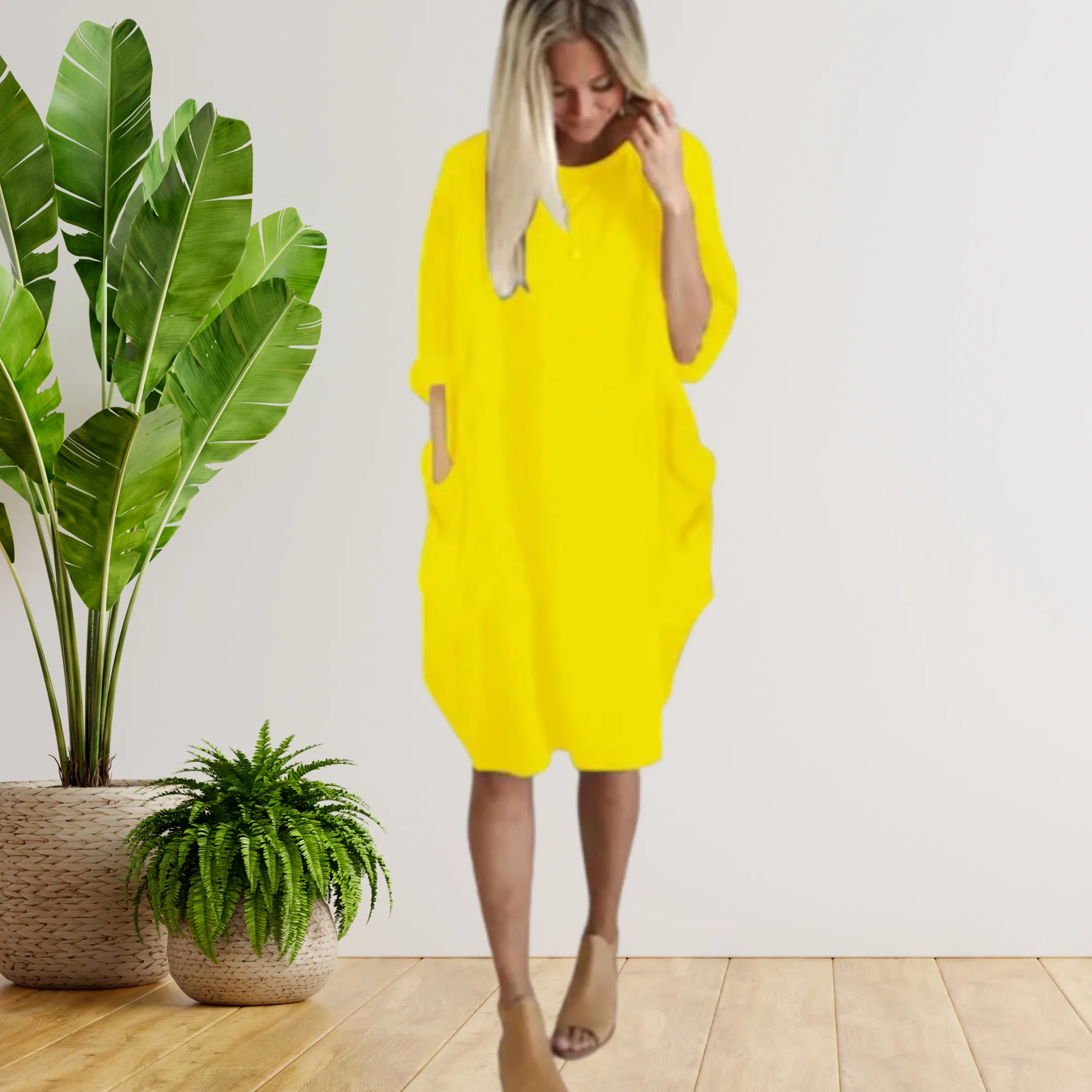 Tifanny - Loose pocket dress with long sleeves