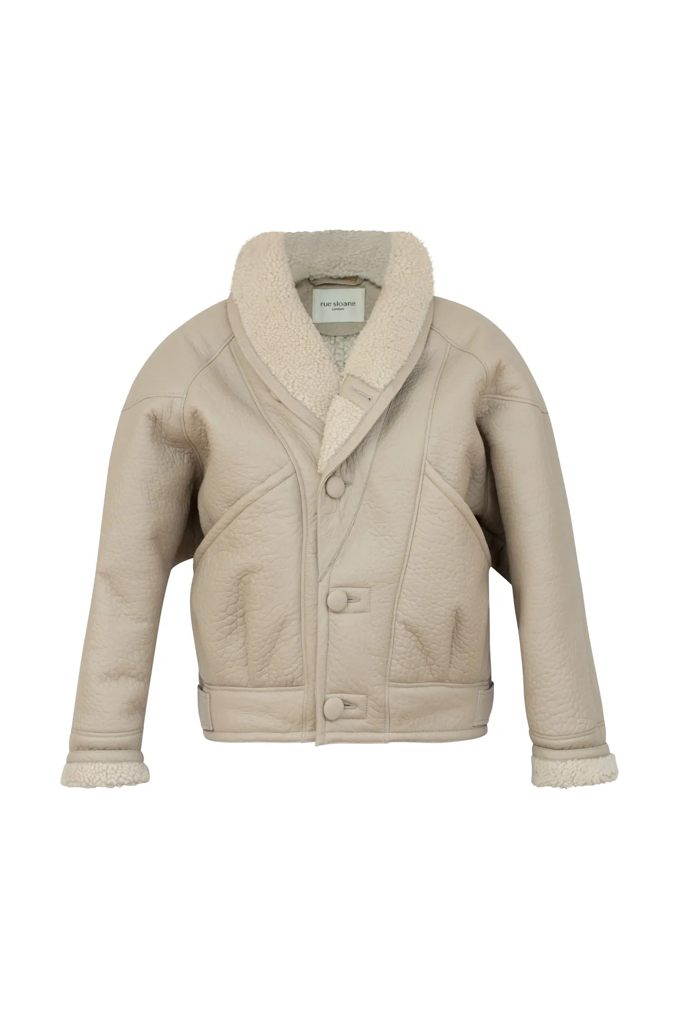 TIMOTHY Shearling Leather Jacket in Biscuit