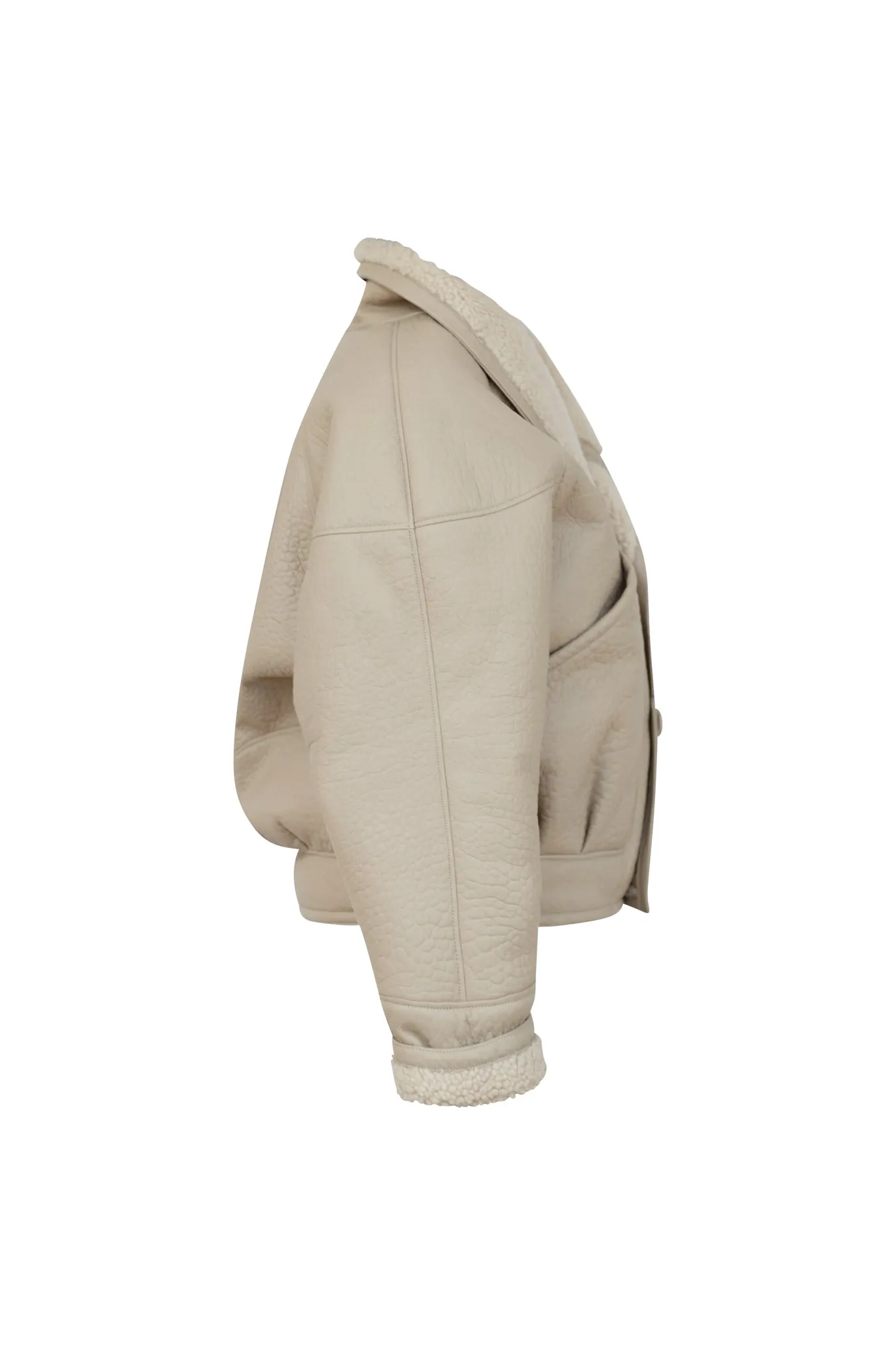 TIMOTHY Shearling Leather Jacket in Biscuit