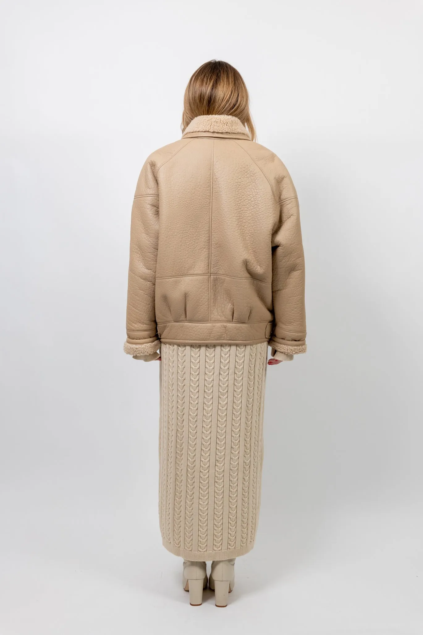 TIMOTHY Shearling Leather Jacket in Biscuit