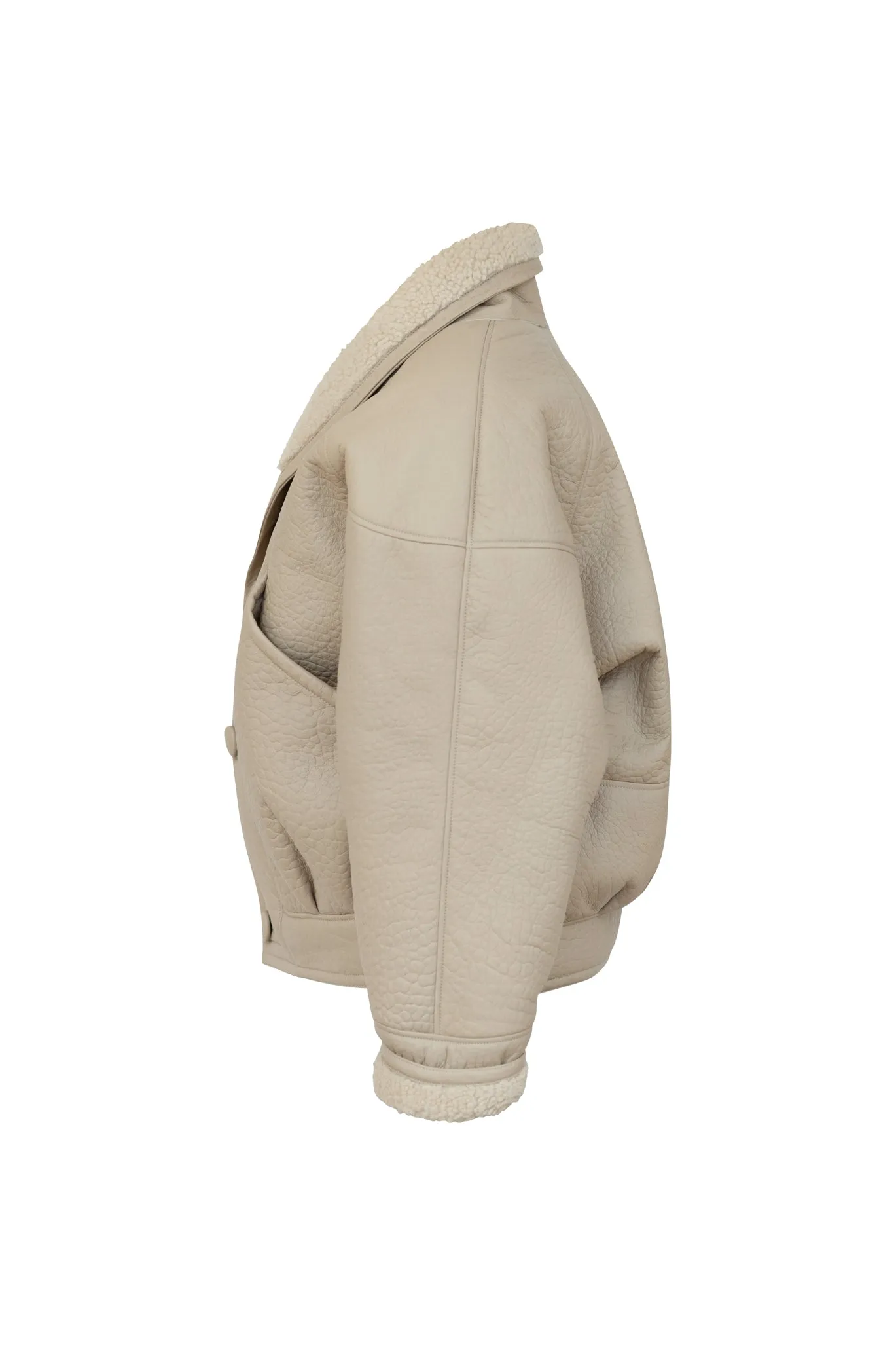 TIMOTHY Shearling Leather Jacket in Biscuit