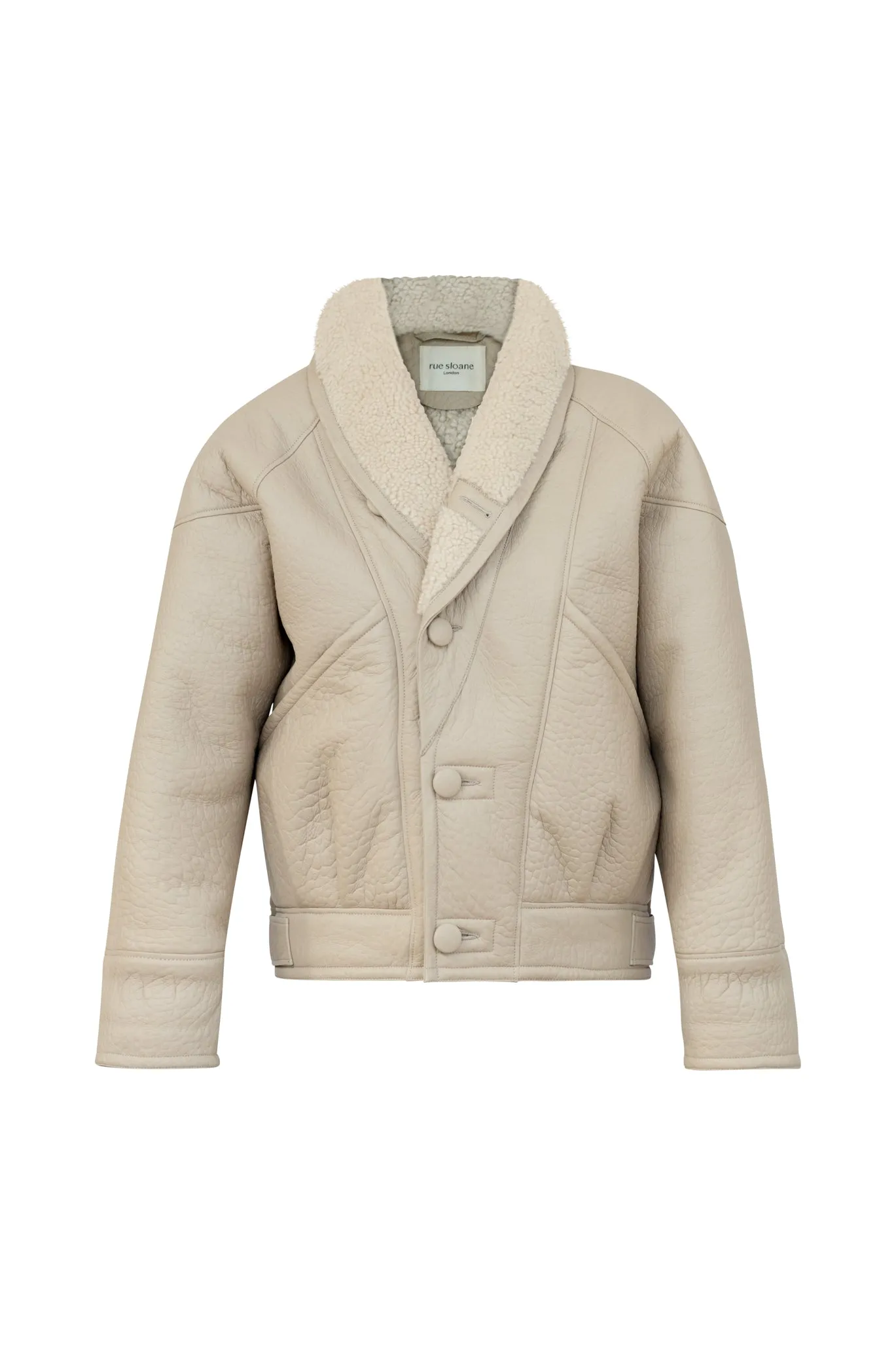 TIMOTHY Shearling Leather Jacket in Biscuit