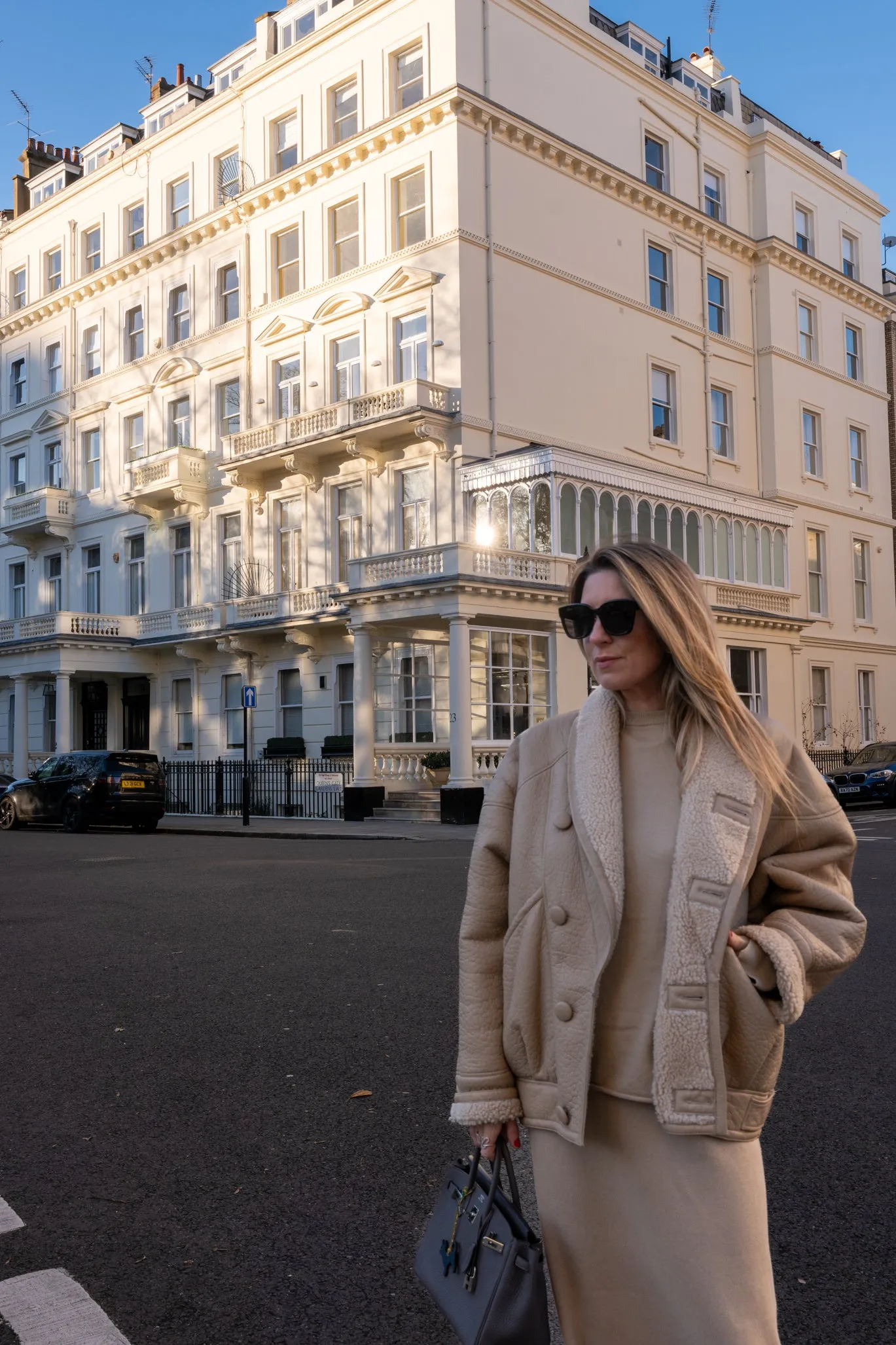 TIMOTHY Shearling Leather Jacket in Biscuit