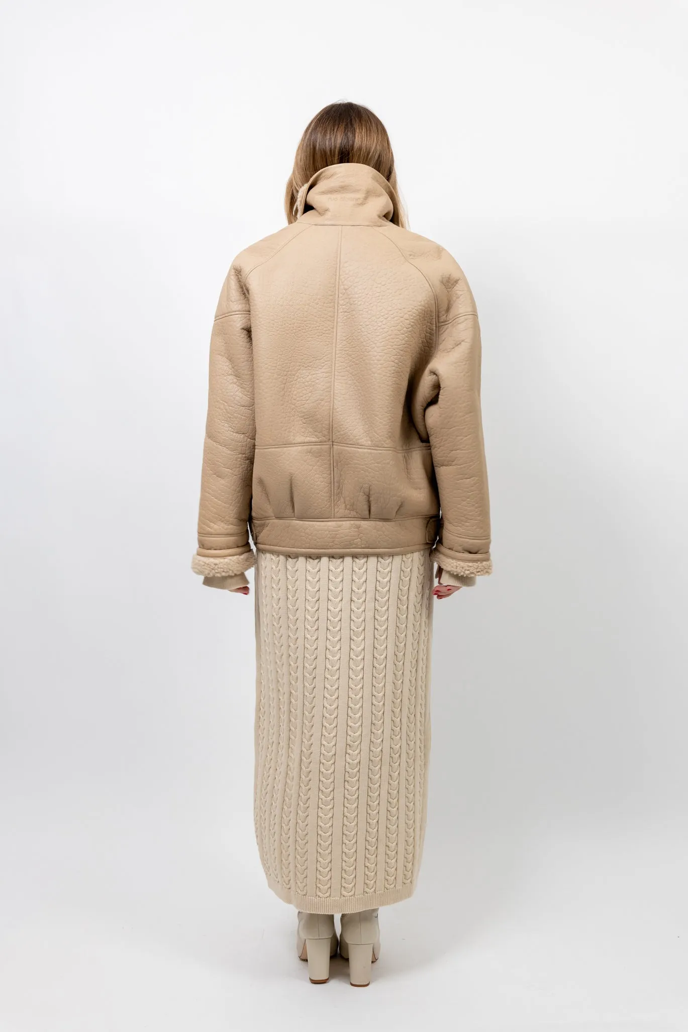 TIMOTHY Shearling Leather Jacket in Biscuit
