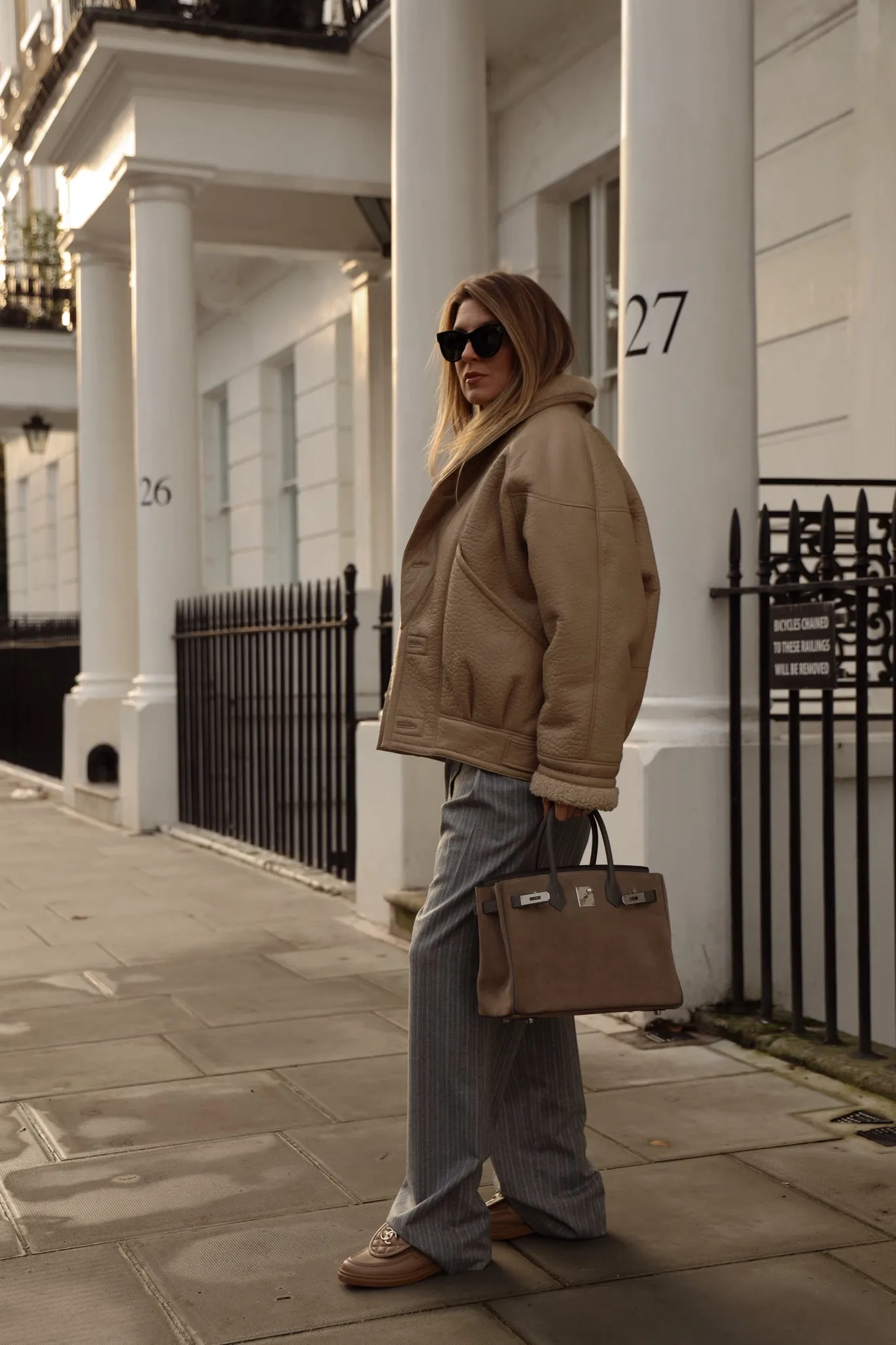 TIMOTHY Shearling Leather Jacket in Biscuit