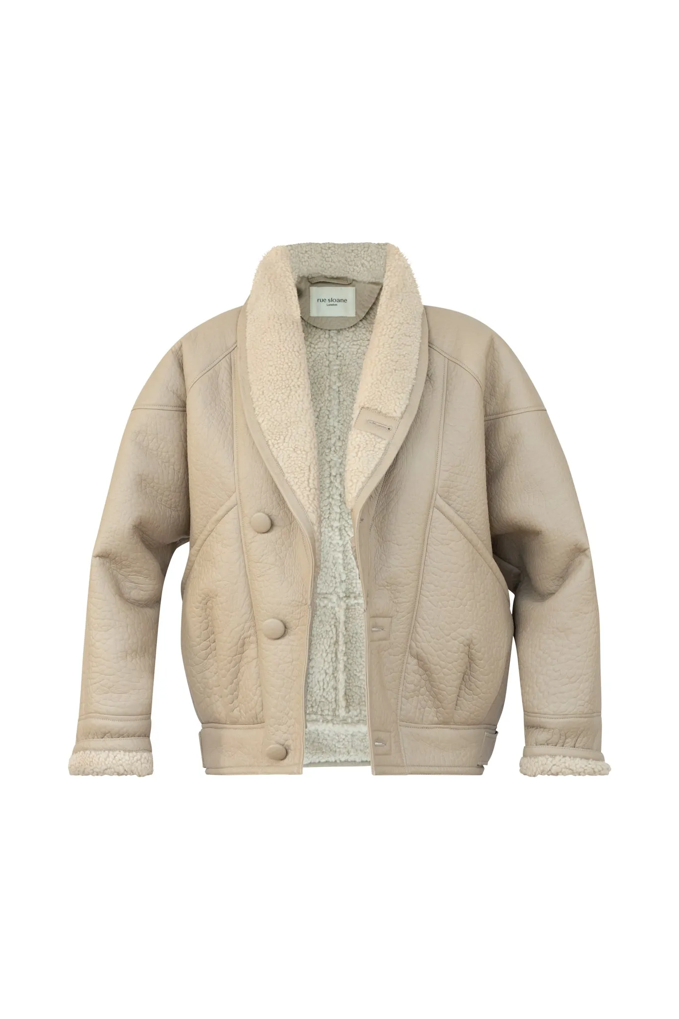 TIMOTHY Shearling Leather Jacket in Biscuit