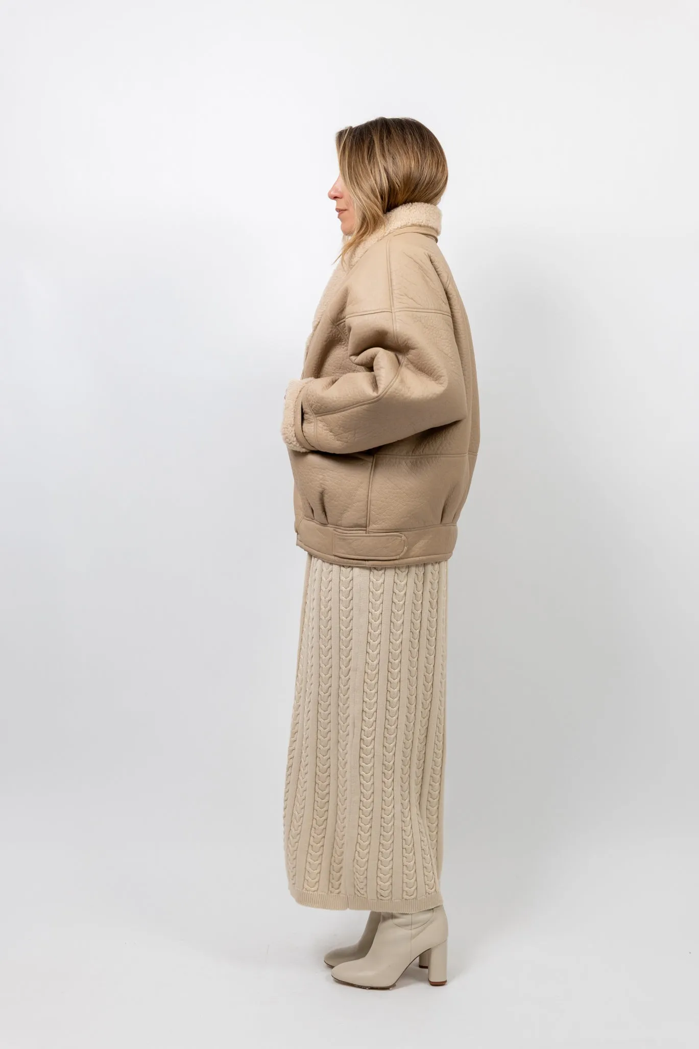 TIMOTHY Shearling Leather Jacket in Biscuit