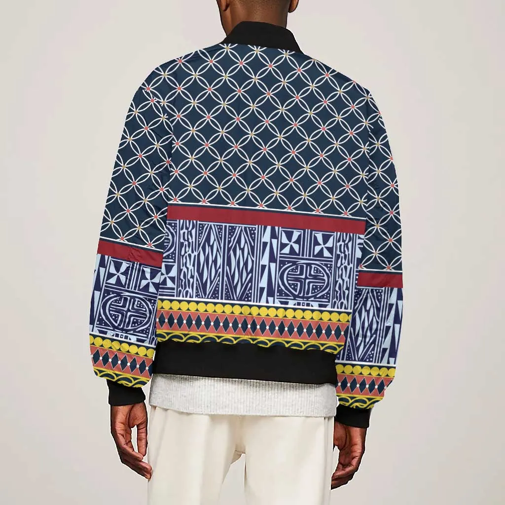 Toghu Bamenda Bomber Jacket Cameroon Traditional Pattern LT15