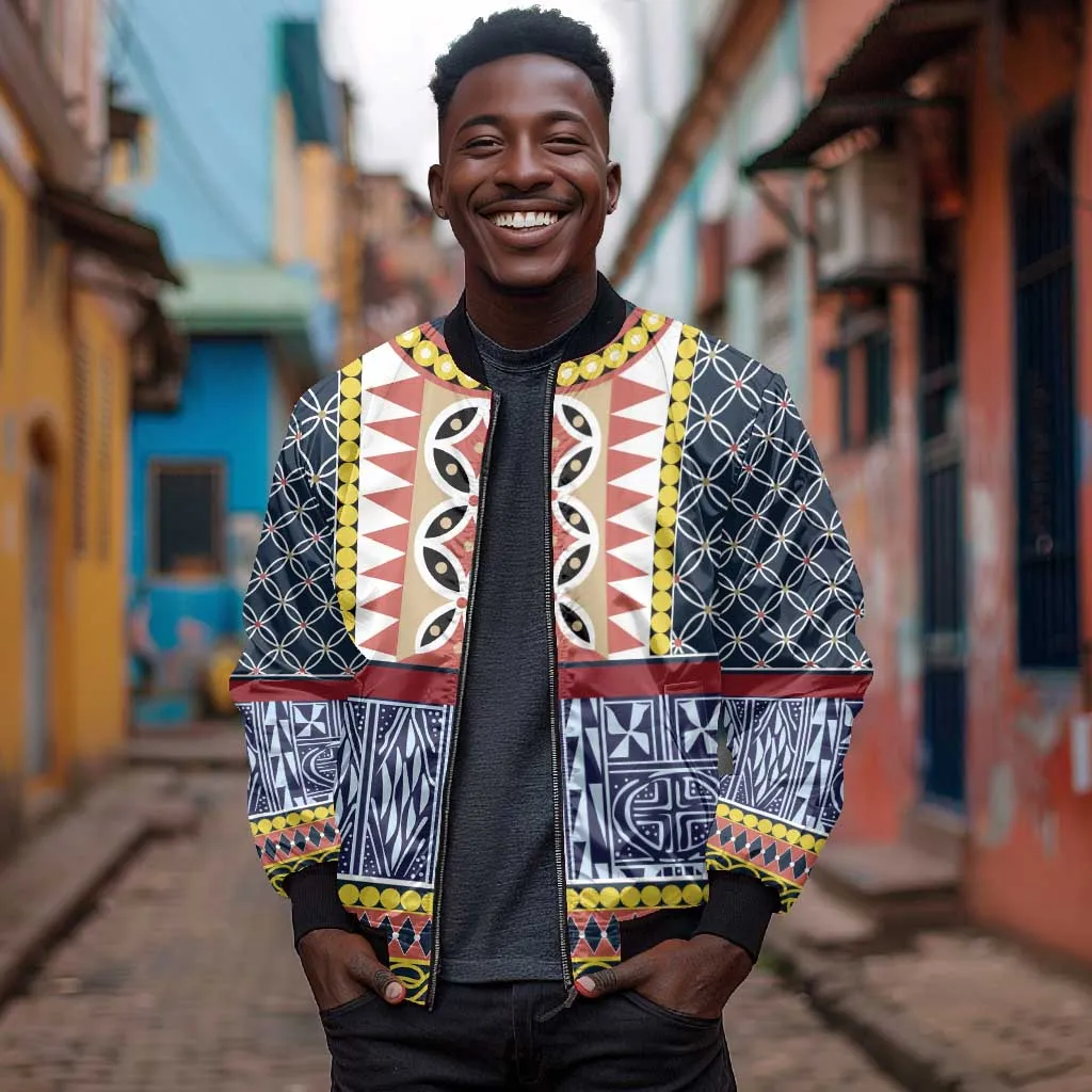 Toghu Bamenda Bomber Jacket Cameroon Traditional Pattern LT15