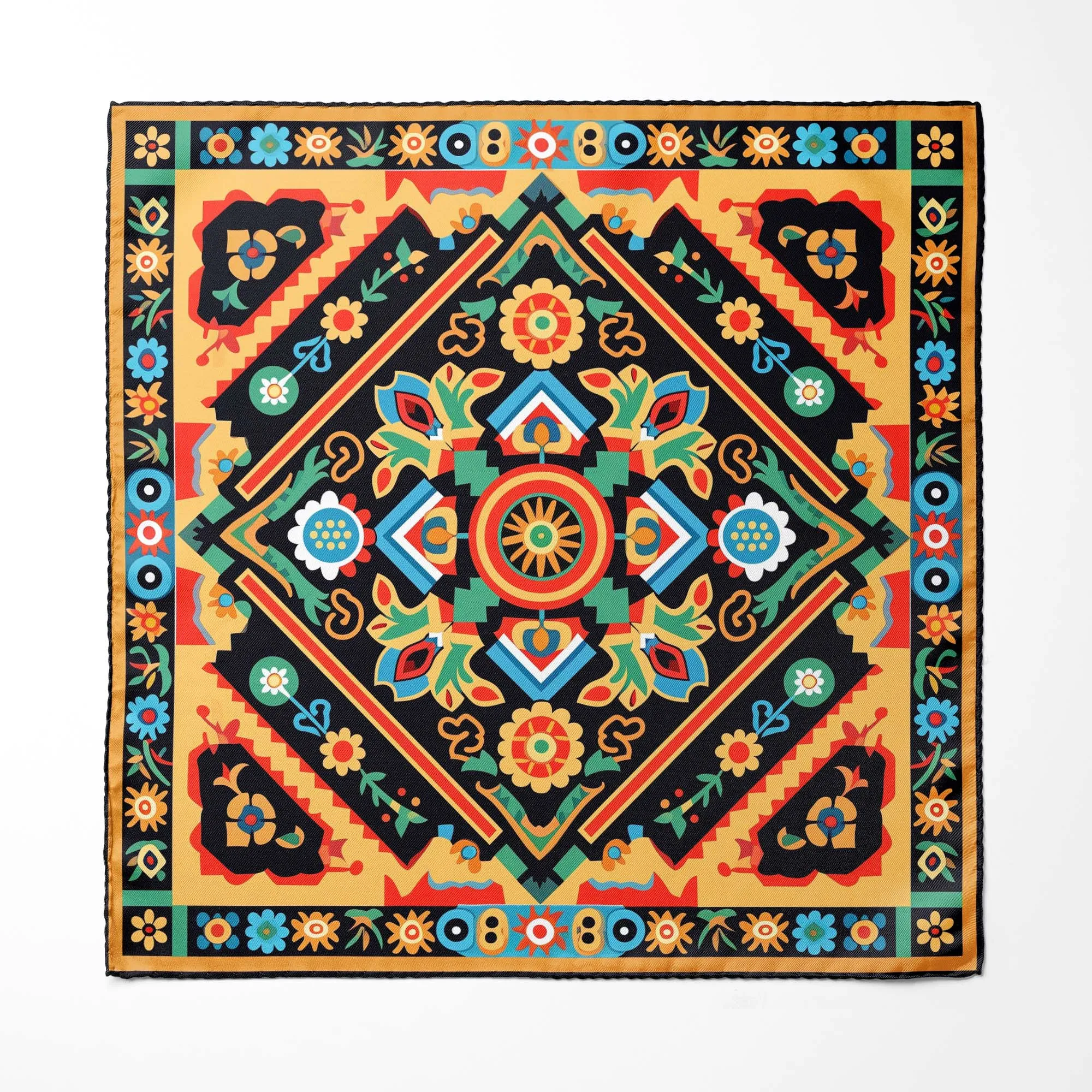 TRIBAL INDIAN SILK POCKET SQUARE