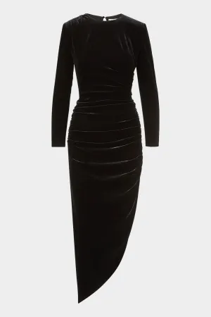 Tristana Stretch-Velvet Dress in Black