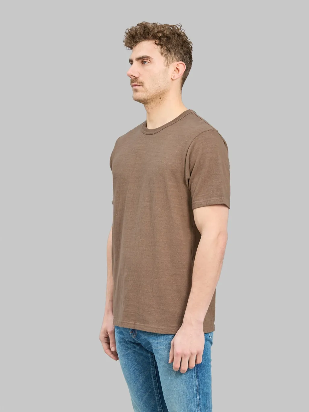 UES No.8 Slub Nep Short Sleeve T-Shirt Coffee