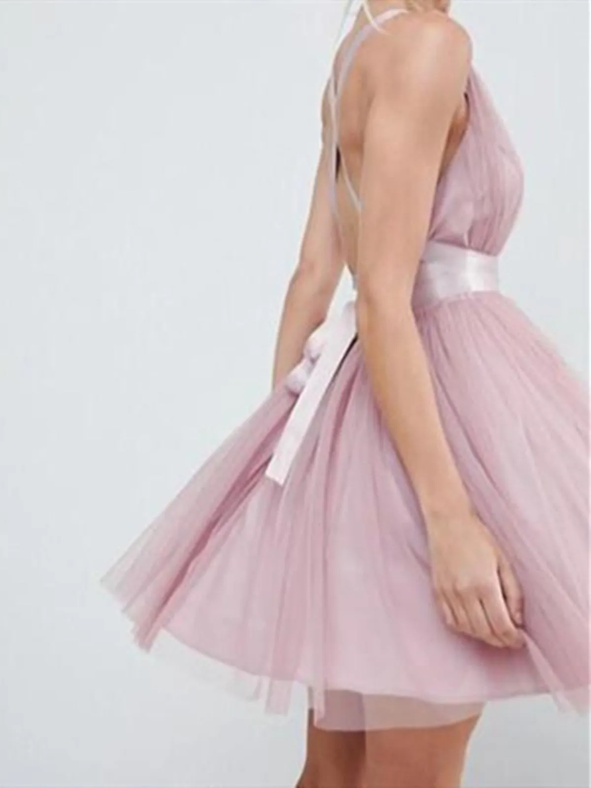 V Neck Short Tulle Prom Dresses, Short Formal Homecoming Graduation Dresses