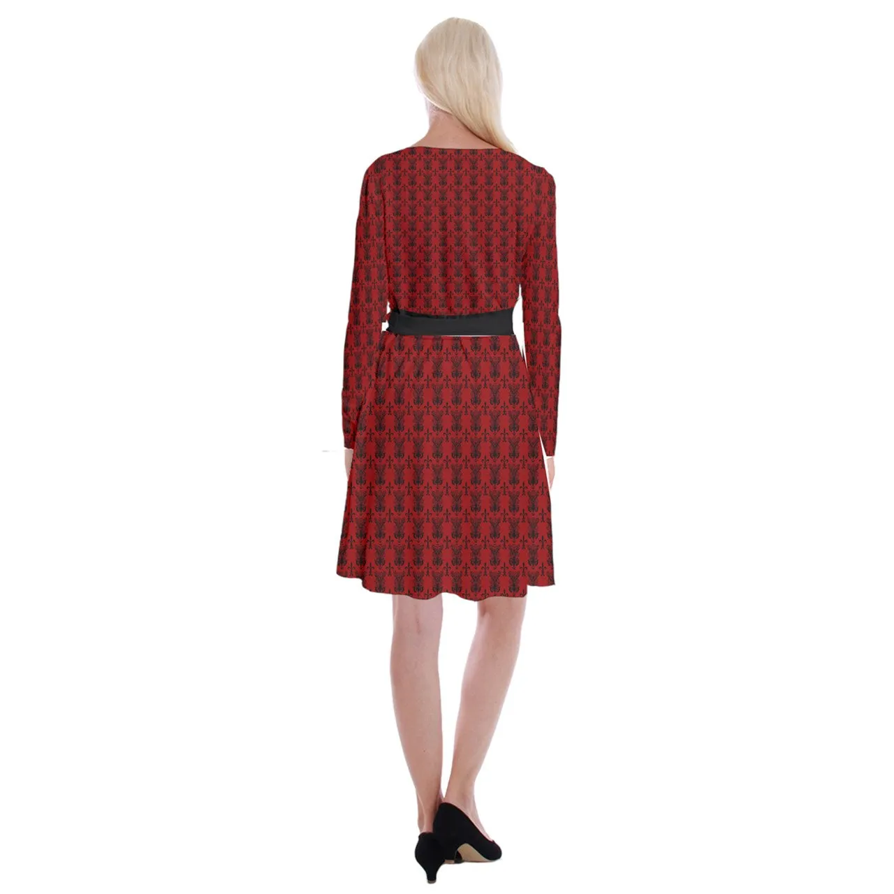 Vampweed Long Sleeve Velvet Front Wrap Dress