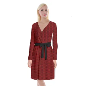 Vampweed Long Sleeve Velvet Front Wrap Dress