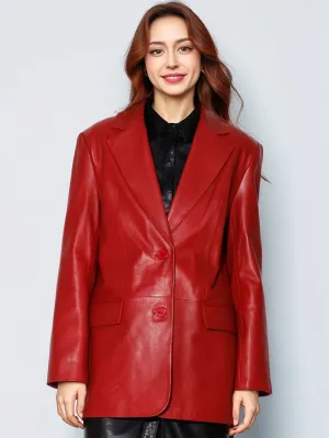 Velvet Bold Leather Blazer for Women