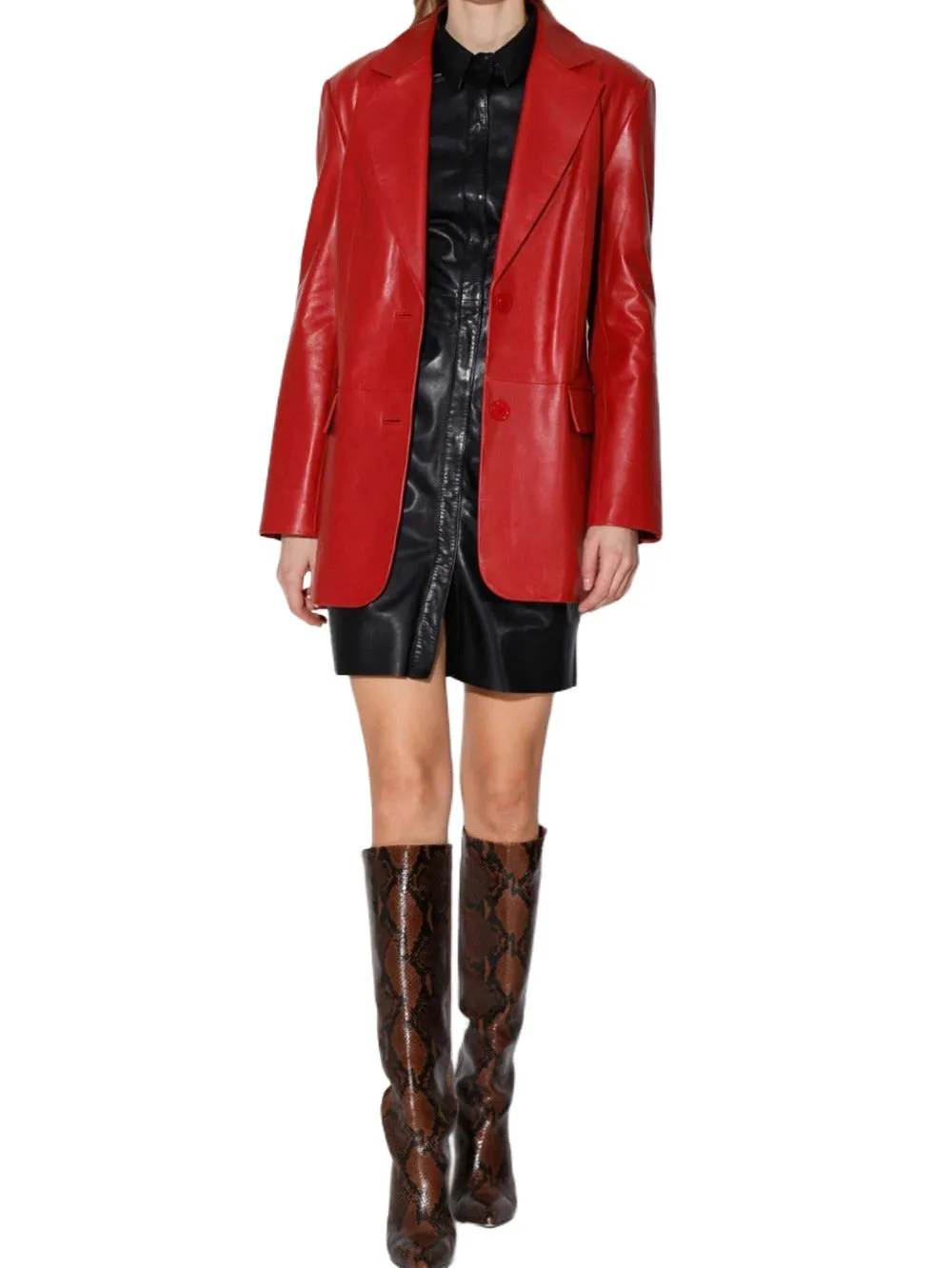 Velvet Bold Leather Blazer for Women