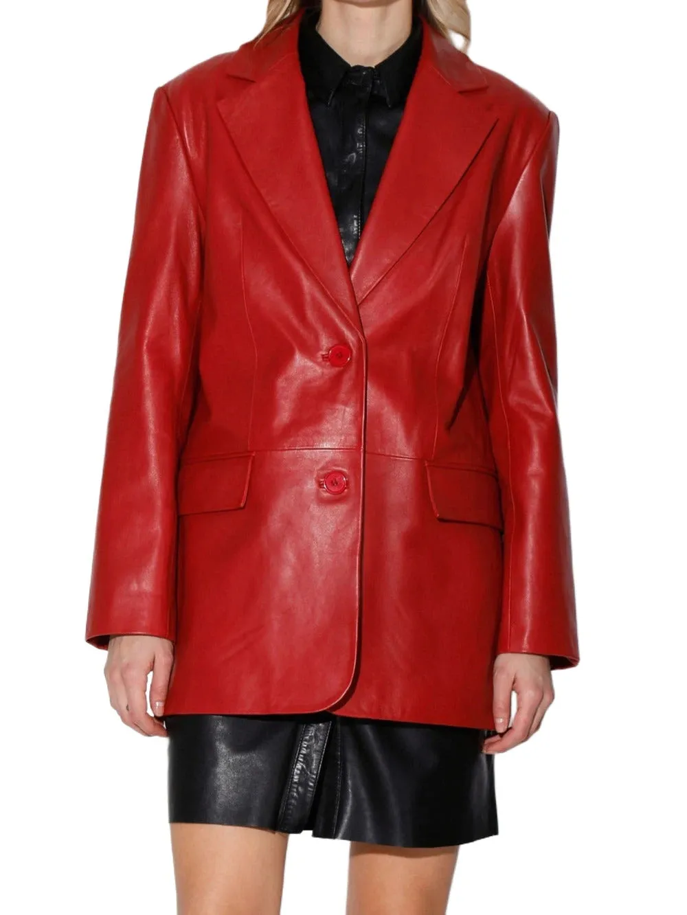 Velvet Bold Leather Blazer for Women