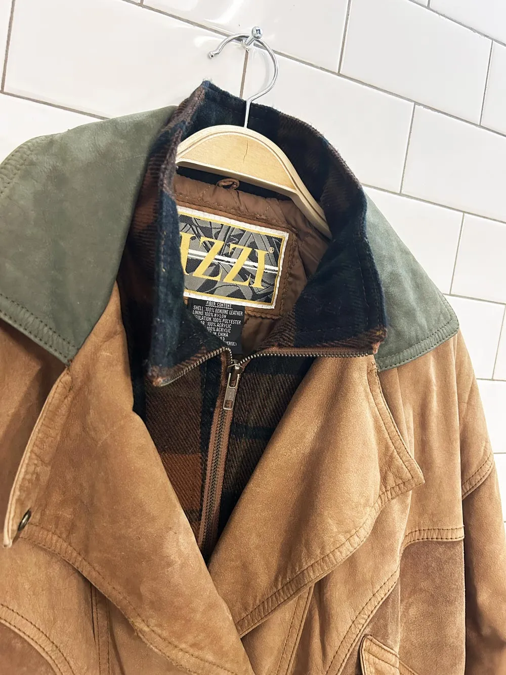 vintage 90s izzi layered soft suede bomber jacket