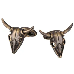 Vintage Bronze Bull Skull Cufflinks for Men