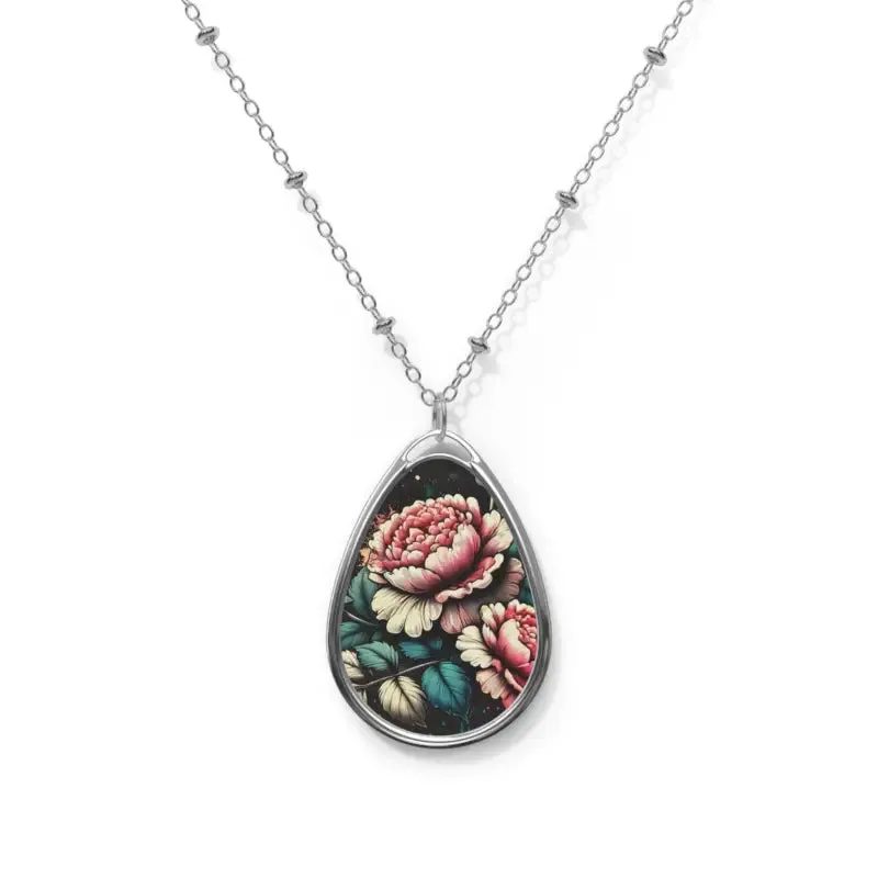 Vintage Floral Oval Necklace Embracing Natural Beauty