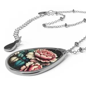 Vintage Floral Oval Necklace Embracing Natural Beauty