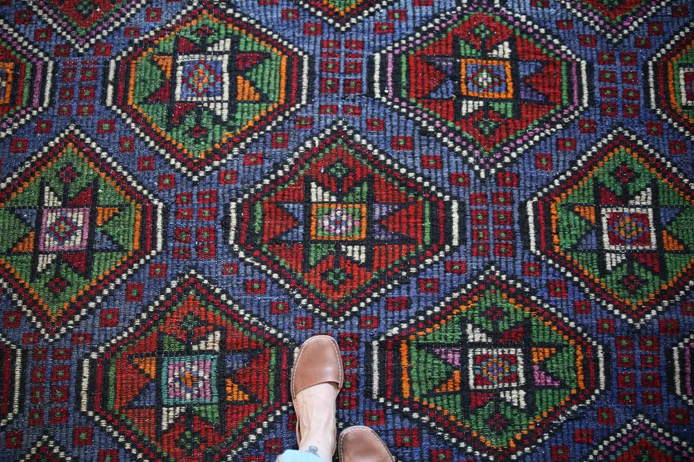 Vintage Mersin Mut Cicim Kilim 6.4ftx10.7ft