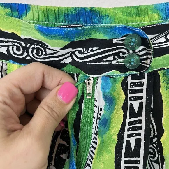 Vintage Shorts Womens Large High Rise Pleated Silk 80s 90s Coastal Retro Funky