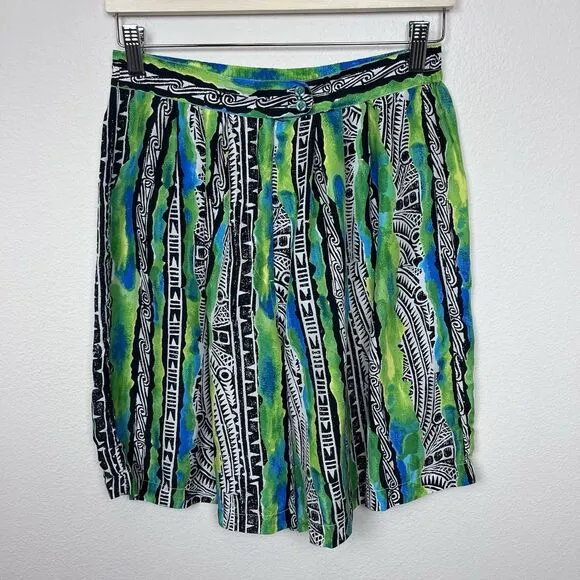 Vintage Shorts Womens Large High Rise Pleated Silk 80s 90s Coastal Retro Funky