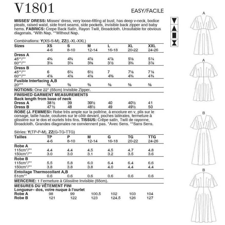 Vogue Pattern V1801 ZZ (L-XL-XXL)