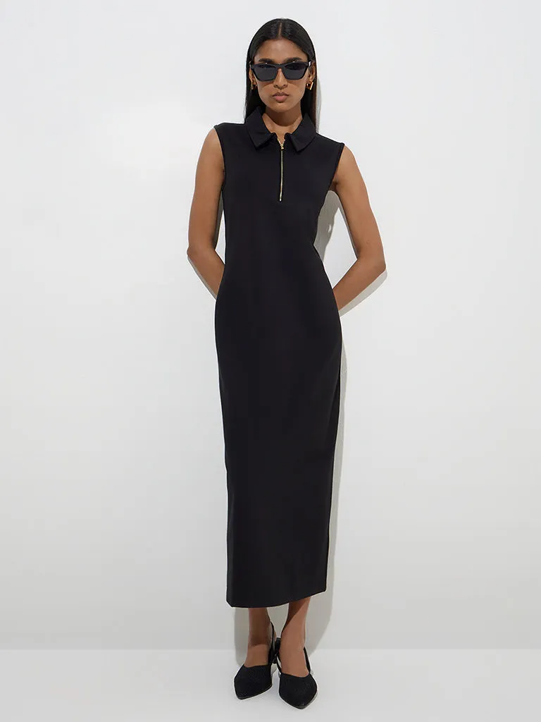Wardrobe Black Solid Straight Dress