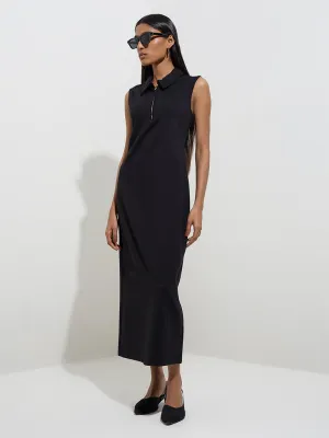 Wardrobe Black Solid Straight Dress