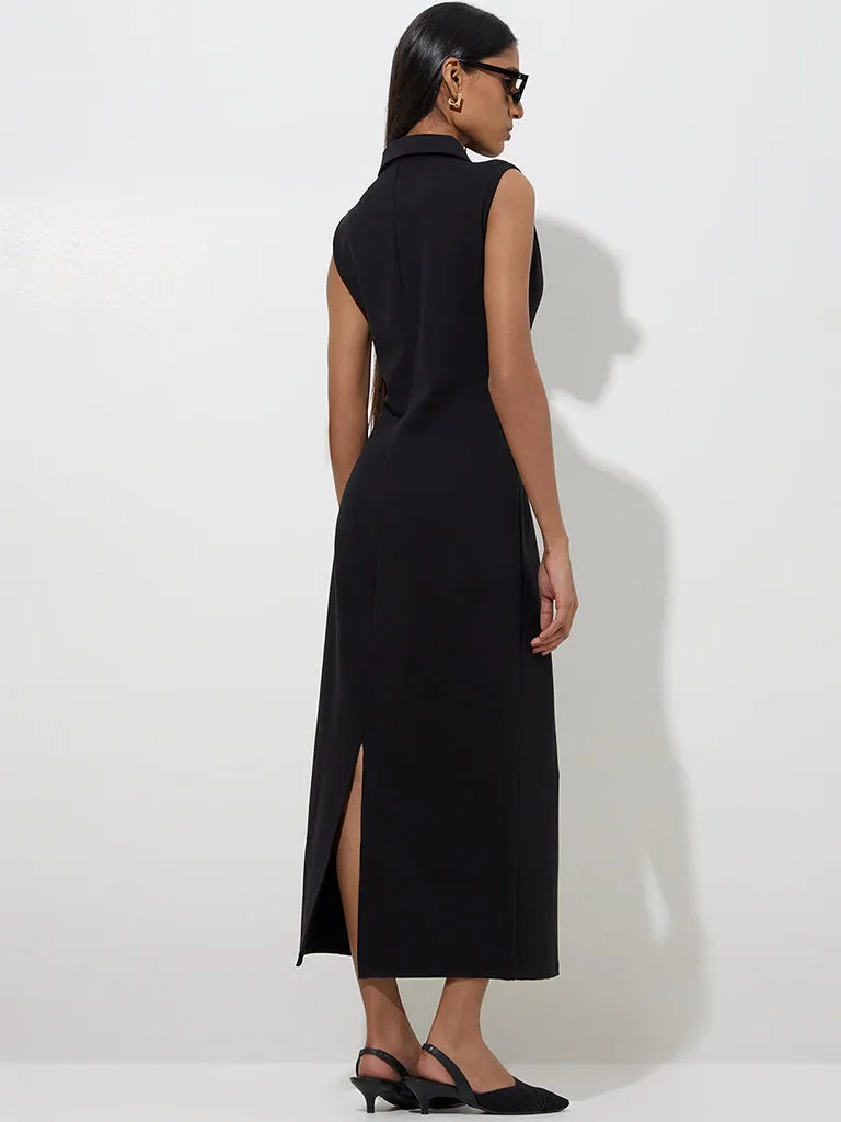 Wardrobe Black Solid Straight Dress