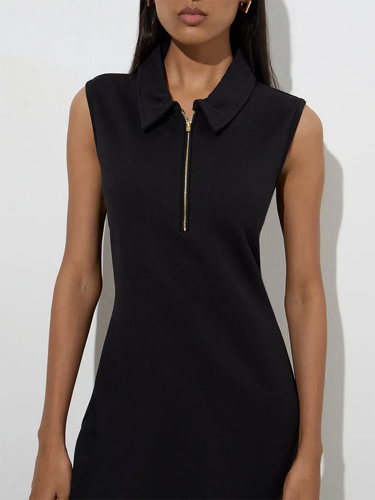 Wardrobe Black Solid Straight Dress