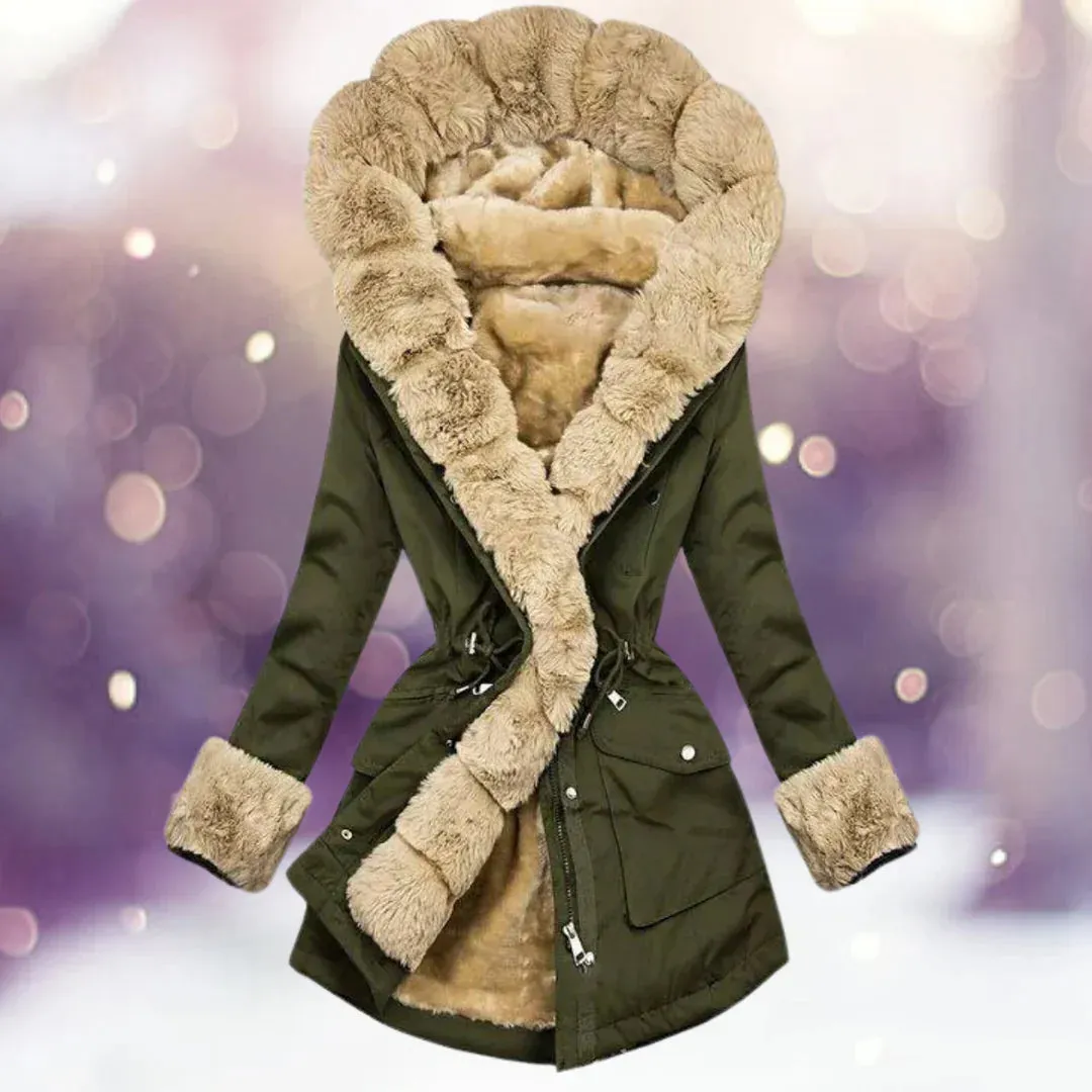Warm winter coat with fur lining for ladies
