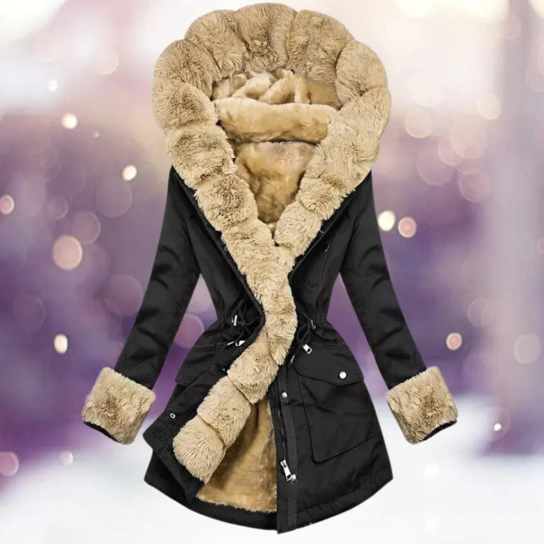 Warm winter coat with fur lining for ladies